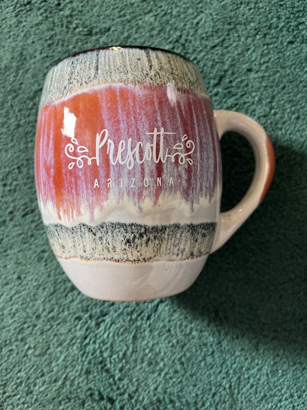 Prescott Arizona Reactive Glaze Ceramic Mug - Pink and Cream
